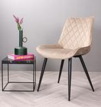 Velvet stoel champagne - eetkamerstoel beige - 4 stoel beige, Ophalen, Overige kleuren, Nieuw, Vier