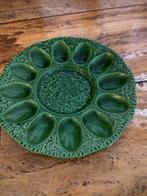 Vintage keramieken groene schaal voor eieren 70-er jaren, Ophalen of Verzenden