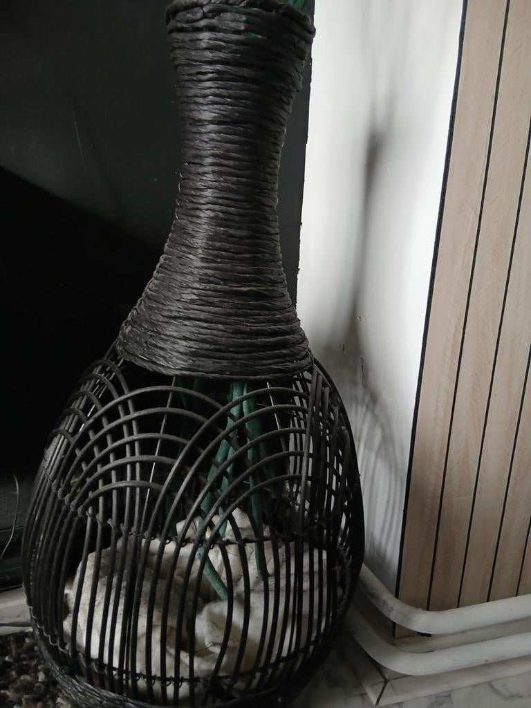 Zwarte rotan vaas, Overige materialen, 50 tot 75 cm, Zwart, Ophalen of Verzenden