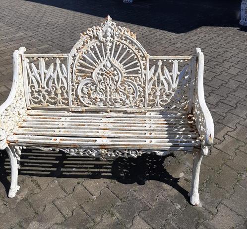 Gietijzeren Engelse tuinbank, Tuin en Terras, Tuinbanken, Gebruikt, Metaal, Ophalen of Verzenden
