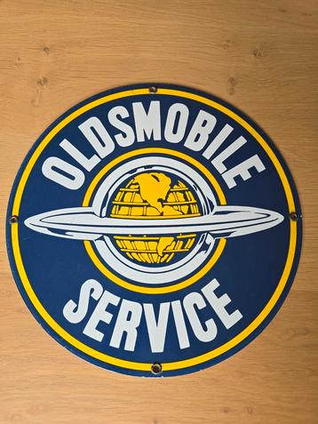 Prachtige rond Oldsmobile service emaille bord in topstaat  beschikbaar voor biedingen