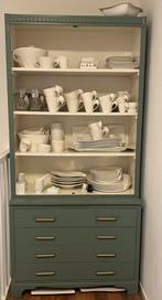 Prachtige buffetkast – mintgroen met wit interieur – 2-delig, Huis en Inrichting, Kasten | Buffetkasten, Ophalen, Gebruikt, 50 tot 75 cm