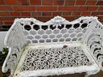 Brocante gietijzeren tuinbank - wit, Ophalen of Verzenden