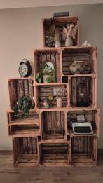 Unieke wandkast van houten kratten, Huis en Inrichting, Ophalen, Met plank(en), 100 tot 150 cm, Zo goed als nieuw