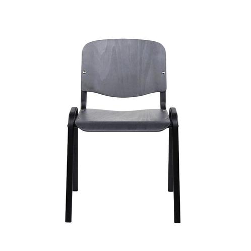 Kantinestoel Grijs hout/Zwart stalen frame | Stapelbaar, Huis en Inrichting, Stoelen, Nieuw, Hout, Metaal, Zwart, Ophalen of Verzenden