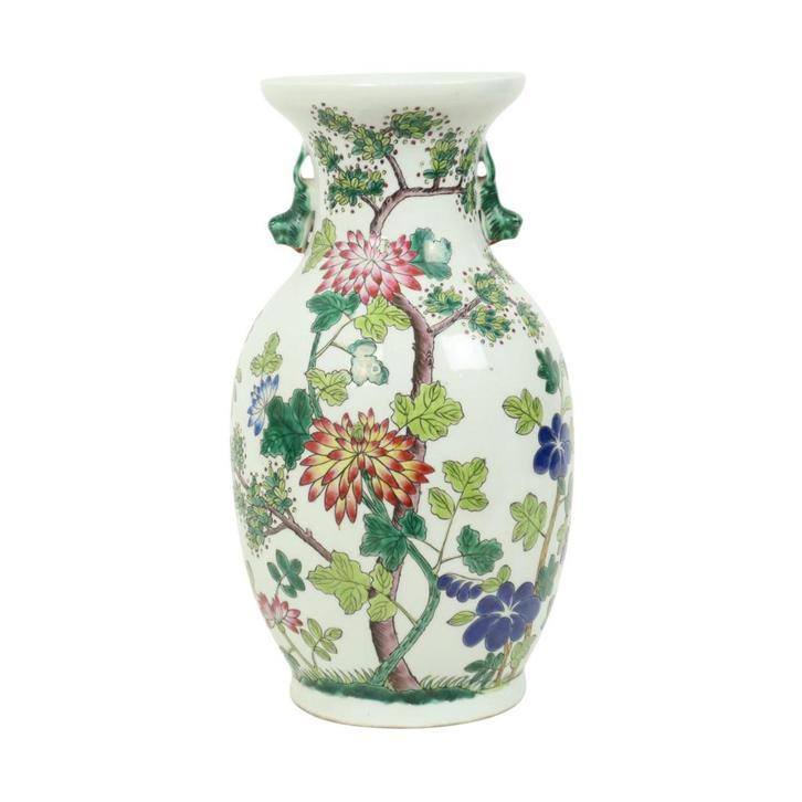 Chinees Porselein Vintage Bloemen Vaas Famille Rose 31cm, Huis en Inrichting, Woonaccessoires | Vazen, Gebruikt, Wit, Minder dan 50 cm