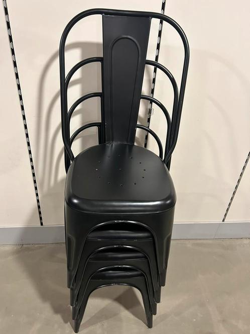 4x Tolix stoelen, Huis en Inrichting, Stoelen, Zo goed als nieuw, Vier, Metaal, Zwart, Ophalen