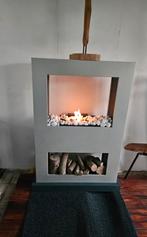 Xaralyn | Lasize betonlook doorkijkhaard met Bio-Ethanol Bra, Huis en Inrichting, Haarden, Ophalen, Vrijstaande haard, Overige soorten