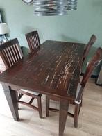 Koloniale eetkamertafel & stoelen, Huis en Inrichting, Complete eetkamers, Ophalen, Gebruikt, Koloniaal, 4 tot 6 stoelen