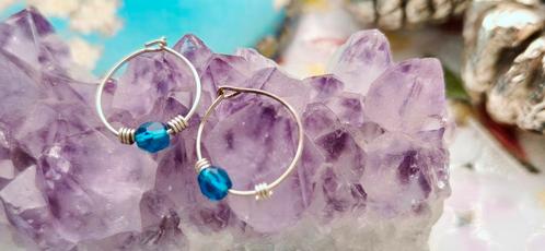 Inboedel edelsmid NIEUW 1970 zilver oorringetjes steentje, Sieraden, Tassen en Uiterlijk, Kindersieraden, Nieuw, Oorbellen, Blauw