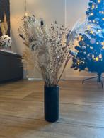 Marmeren vaas met droogbloemen, Steen, Zwart, Ophalen of Verzenden, Zo goed als nieuw