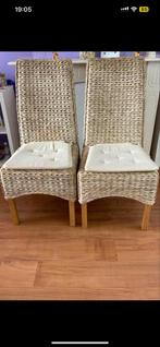 Gratis Vier Rietstoelen met Kussens, Ophalen, Gebruikt, Wit, Riet of Rotan