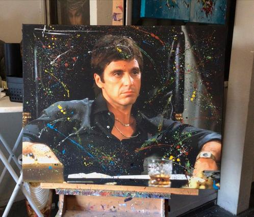 Scarface- Tony Montana- Mixed Media-Canvasdoek-80x100cm, Huis en Inrichting, Woonaccessoires | Schilderijen, Tekeningen en Foto's