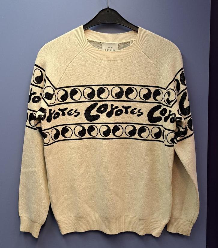 Les Coyotes de Paris ecru knitted trui zwarte tekst S 47701, Kleding | Dames, Truien en Vesten, Zo goed als nieuw, Maat 36 (S)