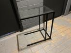 Bijzettafel zwart met glas, Huis en Inrichting, Tafels | Sidetables, Ophalen, 50 tot 100 cm, Rond, 25 tot 50 cm
