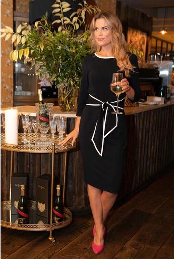 Ribkoff elegante jurk donkerblauw met wit accent 3/4 mouw 38 beschikbaar voor biedingen