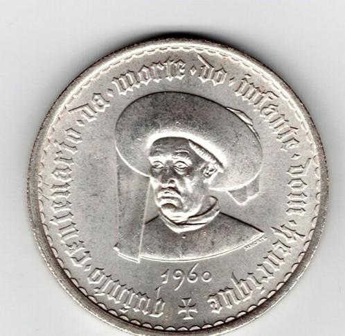24-394 Portugal 20 escudo 1960, Postzegels en Munten, Munten | Europa | Niet-Euromunten, Losse munt, Overige landen, Zilver, Verzenden