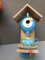 Theepot met  oilily kop en schotel   als  vogelhuisje, Tuin en Terras, Ophalen of Verzenden, Nieuw