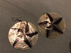 Capiz schelp oorbellen met ster zwart, Sieraden, Tassen en Uiterlijk, Oorbellen, Overige materialen, Verzenden, Zwart, Hangers