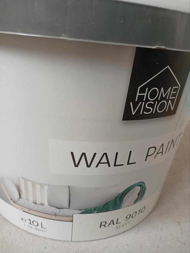 Home Vision Muurverf RAL 9010 - 10L, Doe-het-zelf en Verbouw, Verf, Beits en Lak, Nieuw, Verf, 10 tot 15 liter, Wit, Ophalen