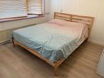 Gebruikt bedframe met lattenbodem, Huis en Inrichting, Slaapkamer | Bedden, Ophalen, Gebruikt, Eenpersoons, Bruin