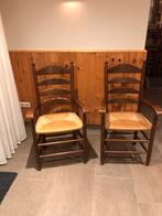 2 knopstoelen eiken met armleuning en biezen mat, Ophalen