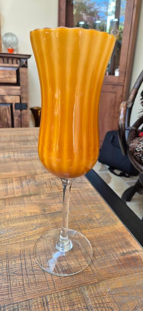 Empoli Glas Vaas - Oranje, Antiek en Kunst, Antiek | Glas en Kristal, Ophalen of Verzenden