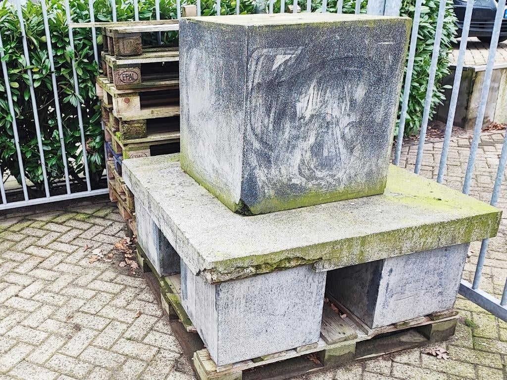 Stenen tuinset / tuintafel steen, Ophalen, Gebruikt, Tuinset, Overige materialen