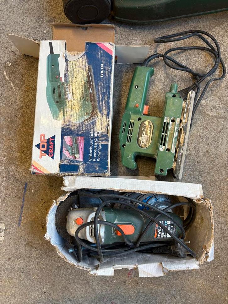 Grote partij Gereedschap: Schuurmachine,Slijptol,Grasmaaiers, Doe-het-zelf en Verbouw, Gereedschap | Overige machines, Gebruikt