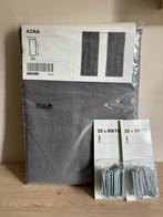 Grijze gordijnen van IKEA met haken (40x), Ophalen of Verzenden, Zo goed als nieuw, 100 tot 150 cm, 200 cm of meer