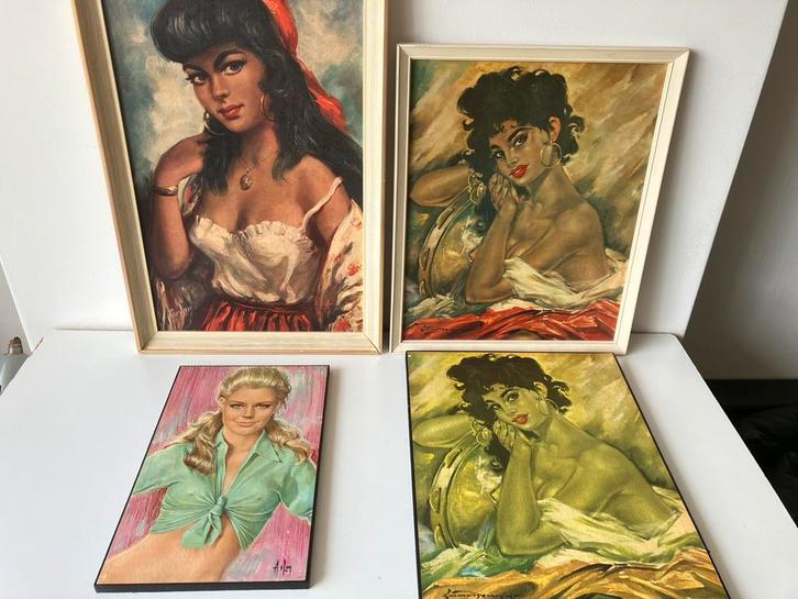 Zigeunerin zigeunermeisje vintage Torino Aslan etc, Antiek en Kunst, Kunst | Schilderijen | Klassiek, Ophalen of Verzenden