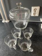 Glazen punch set met kan en kopjes, bowl set, Ophalen of Verzenden, Overige stijlen, Kop(pen) en/of Schotel(s), Glas
