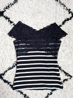 Nieuw mooie stretch top met kant gestreept maat S, Overige kleuren, Nieuw, Ophalen of Verzenden, Korte mouw