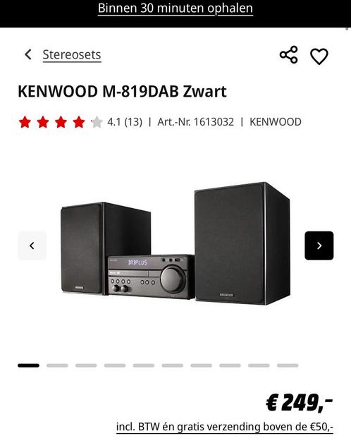 Kenwood m-819DAB zwart, Audio, Tv en Foto, Stereo-sets, Zo goed als nieuw, Cd-speler, Overige merken, Ophalen of Verzenden