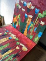 2 Vrolijke Canvasdoeken 60x60cm, Ophalen of Verzenden