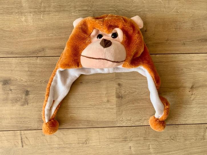 Z.g.a.n. Warme, grappige aap muts / oorwarmers / pluche, Kinderen en Baby's, Kinderkleding | Mutsen, Sjaals en Handschoenen, Zo goed als nieuw