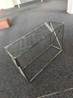 Showroommodel: sidetable haltafel glas chroom, Ophalen, 100 tot 150 cm, Glas, Zo goed als nieuw