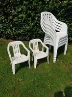 4 tuinstoelen plus 2 kinderstoelen, Ophalen, Gebruikt, Kunststof