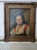 Vintage zigeunermeisje naar Frans Hals, Minder dan 50 cm, Gebruikt, Ophalen of Verzenden, Schilderij