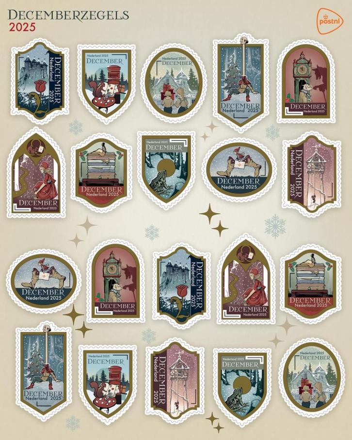 Jaar 2025 Decemberzegels 2025, bij 2 vel 't "Sprookjesboek"., Postzegels en Munten, Postzegels | Nederland, Postfris, Na 1940