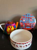 Naïeve kunst theepot+ koektrommel, Antiek en Kunst, Antiek | Keramiek en Aardewerk, Ophalen of Verzenden