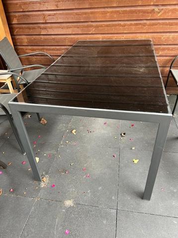 Tuintafel aluminium frame met glazen blad–antraciet  beschikbaar voor biedingen