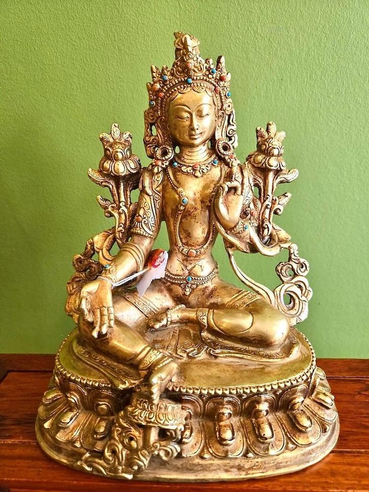 GROENE TARA BEELD NEPAL 22 CM, Verzamelen, Beelden en Beeldjes, Zo goed als nieuw, Religie, Ophalen of Verzenden
