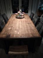 Stoere Grenen Steenschotten Tafel - Uniek!, Gebruikt, 100 tot 150 cm, 200 cm of meer, Ophalen of Verzenden