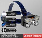 Krachtige USB oplaadbare LED hoofdlamp, Nieuw, Accu
