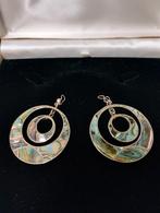 Vintage Taxco Sterling zilveren oorbellen met abalone., Ophalen of Verzenden, Zilver, Oorbellen