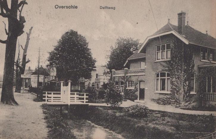 Rotterdam Overschie - Delftweg (1919), Verzamelen, Ansichtkaarten | Nederland, Gelopen, Zuid-Holland, Voor 1920, Verzenden