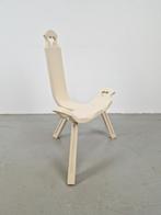 Vintage brutalist hout driepoot kruk stoel mid century ´60