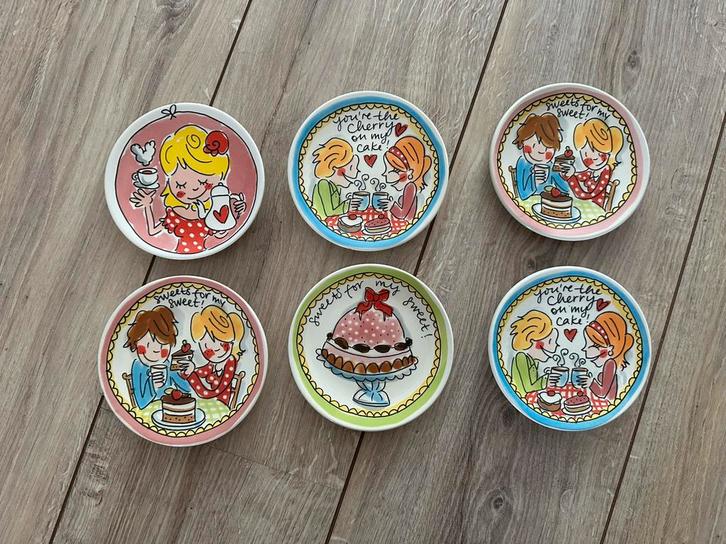 6 petit four bordjes - Blond Amsterdam Servies, Huis en Inrichting, Keuken | Servies, Zo goed als nieuw, Bord(en), Blond Amsterdam