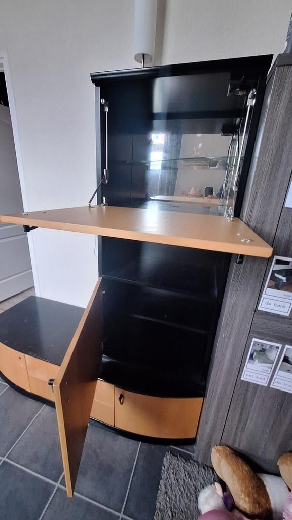 Vintage Kast met Klep en Lades, Ophalen, Gebruikt, Overige materialen, 100 tot 150 cm